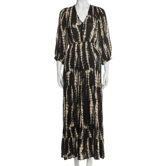 Ba&sh Kezia Lady Black Tie Dye Open Back Tiered Maxi Dress 1 S - Picture 6 of 12